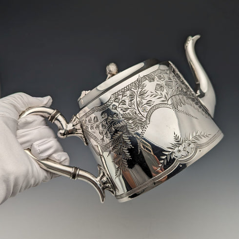 Circa 1900 British antique silver plate teapot James Deakin & Sons